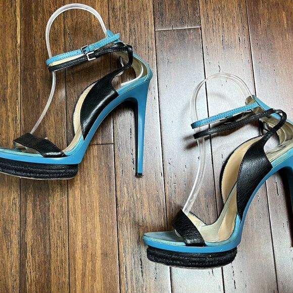 Herve Leger Blue Black High Heel Shoes Women’s Size 39 US 8.5 - Picture 6 of 9